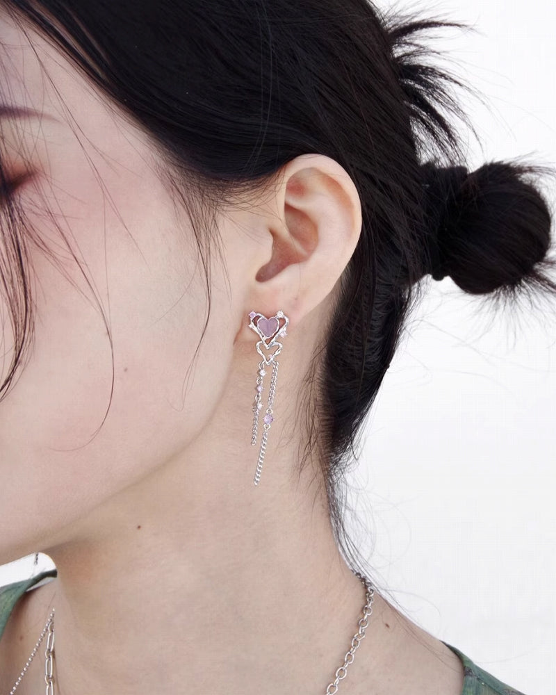 Magic Wish Hollow Heart Tassel Earrings