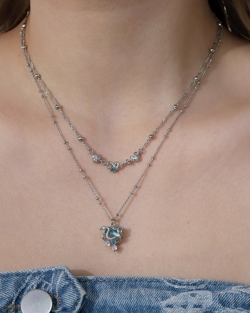 Snake Dance Heart Blue Layer Necklace