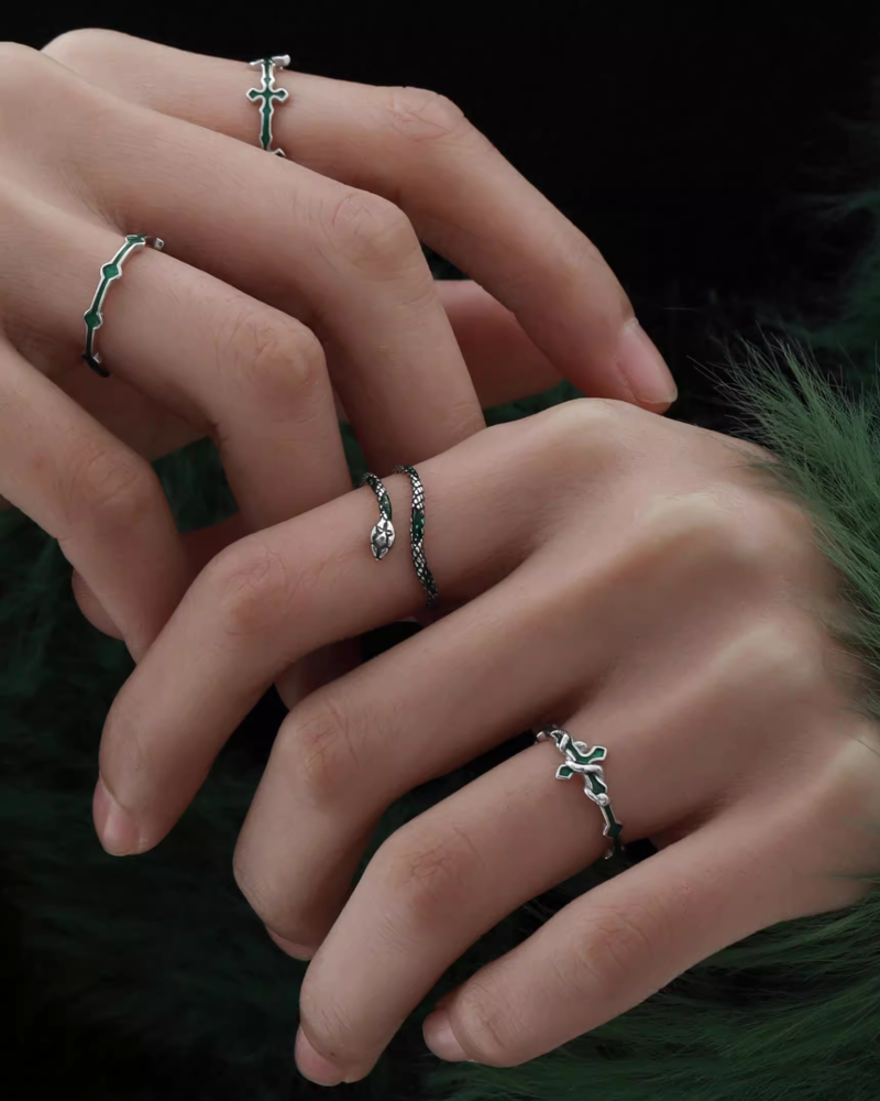 Spirit Snake Cross Open Ring
