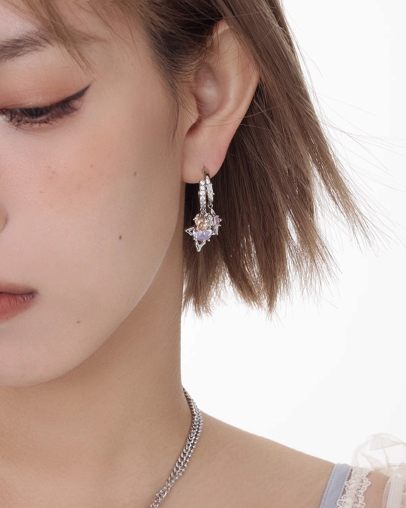 Mystery Romantic Stacked Zirconia Earrings
