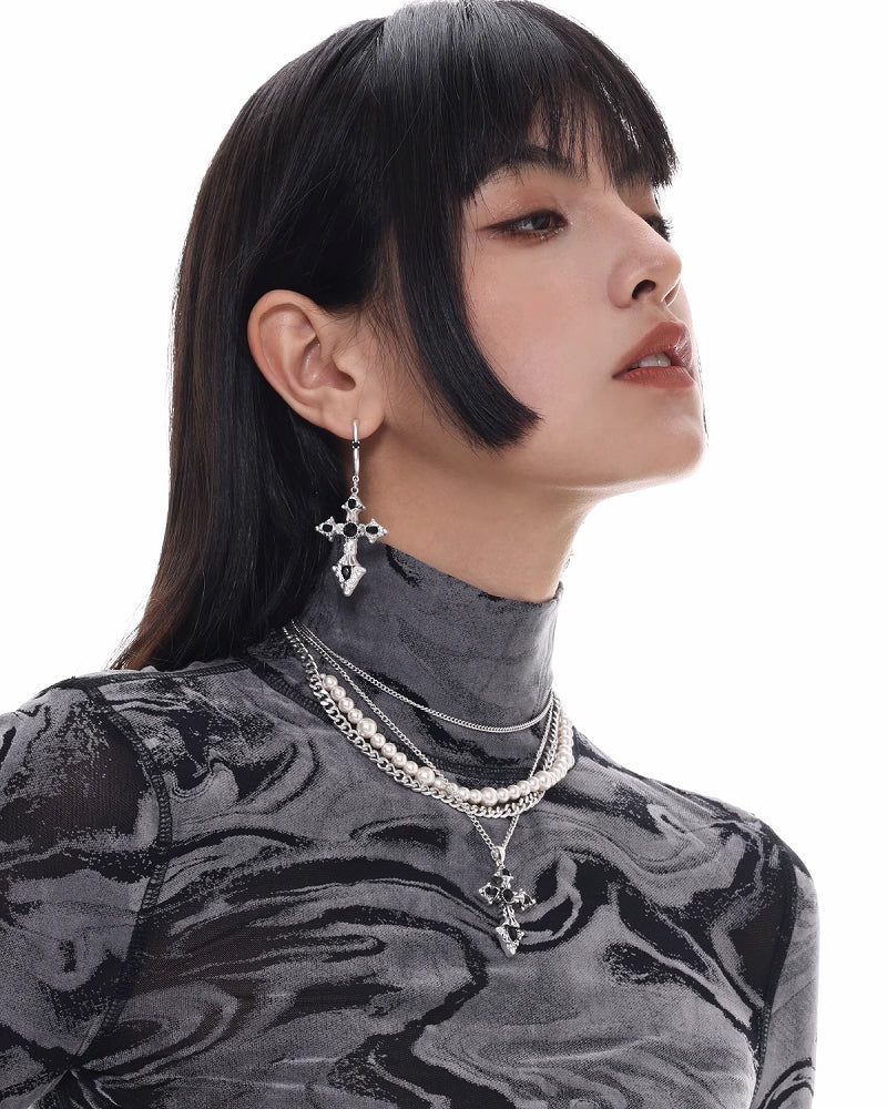 Baroque Cross Earrings & Necklace