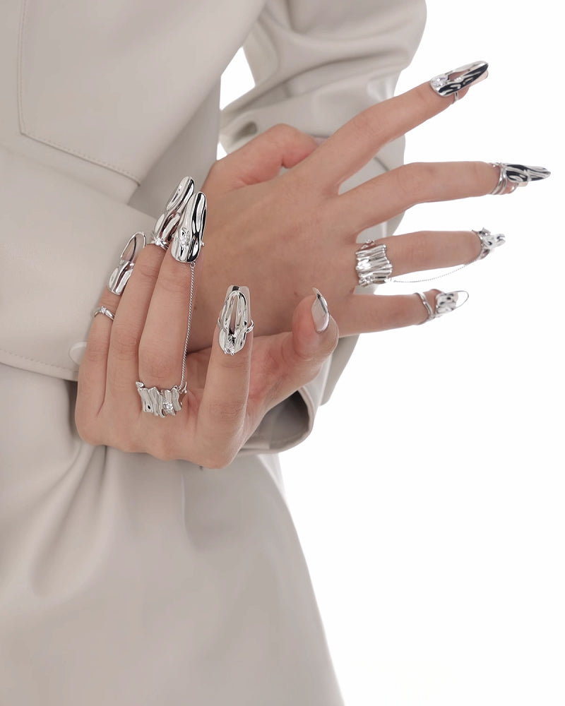 Silver Wave Claw Ring