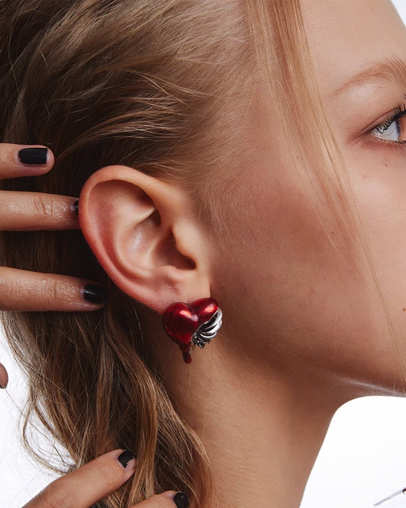 Bone Heart Earrings
