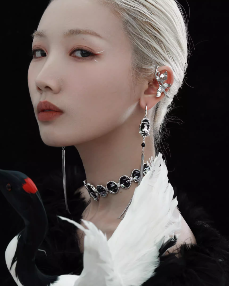 Floating Crane Tassel Earrings