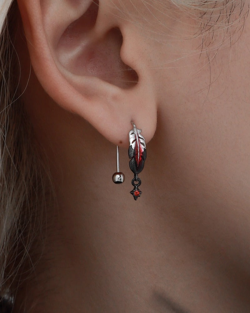 Floating Crane Feather Star Earrings