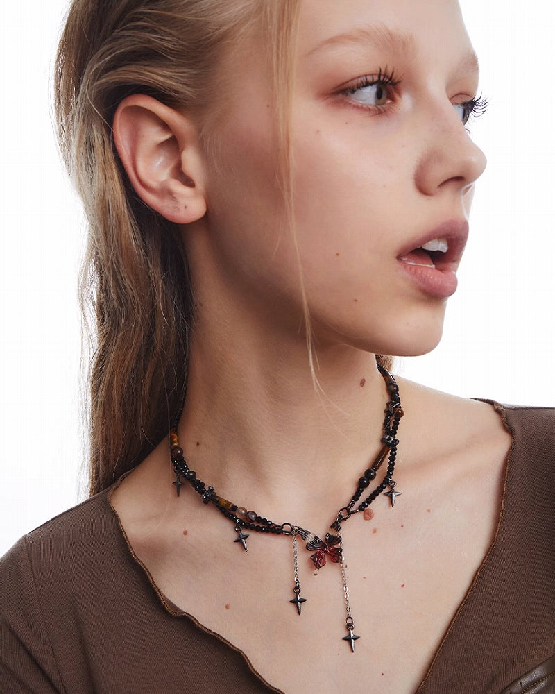 Caramel Butterfly Star Necklace