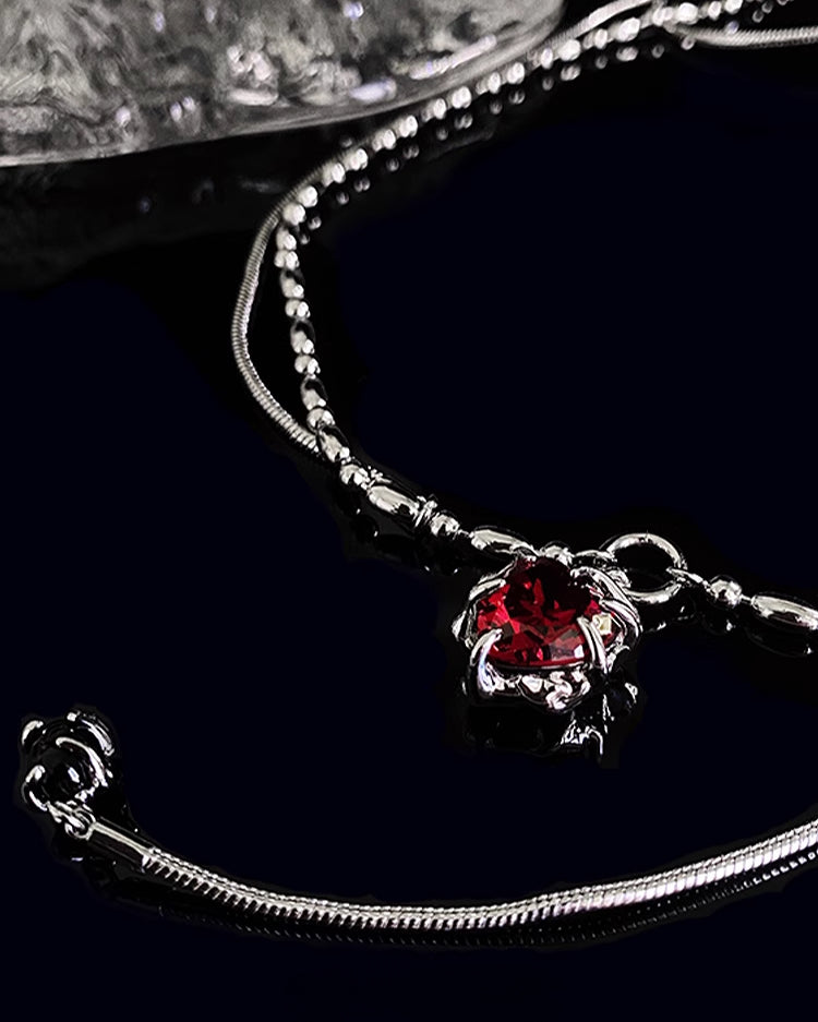Crimson Pit Double Layer Red Love Stacked Necklace