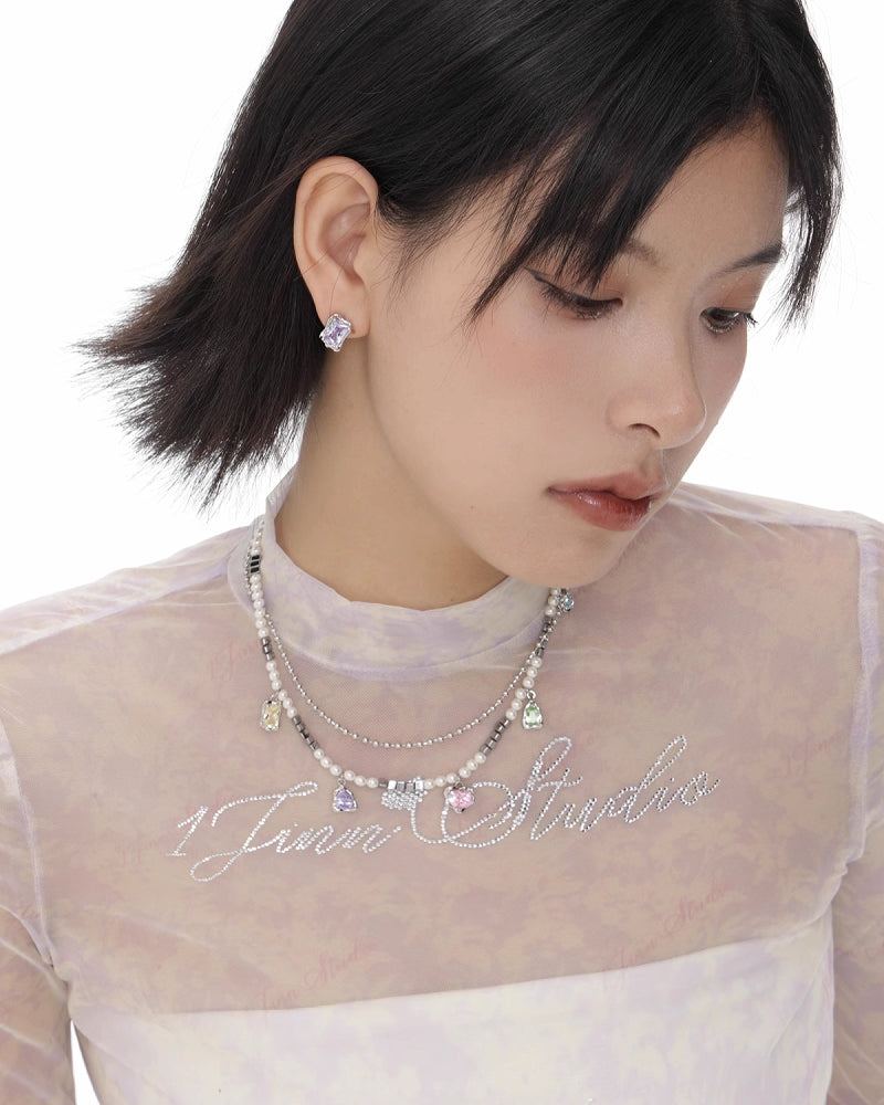 Small Rainbow Zirconia Necklace