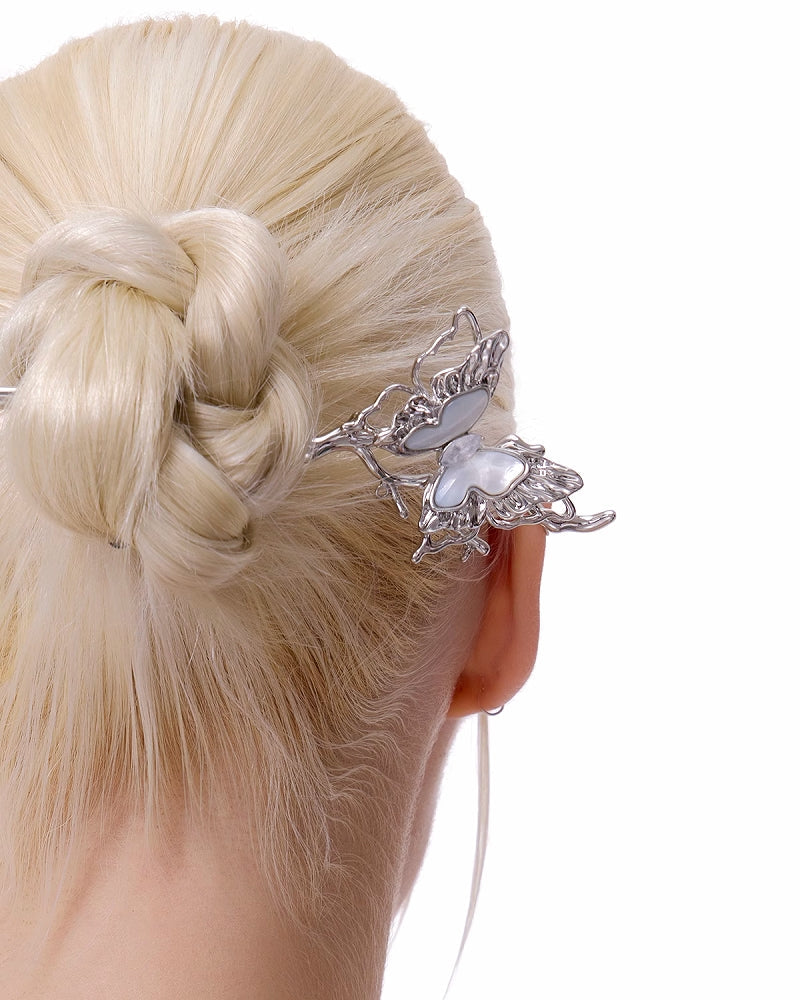 White Butterfly Tassel Hairpin
