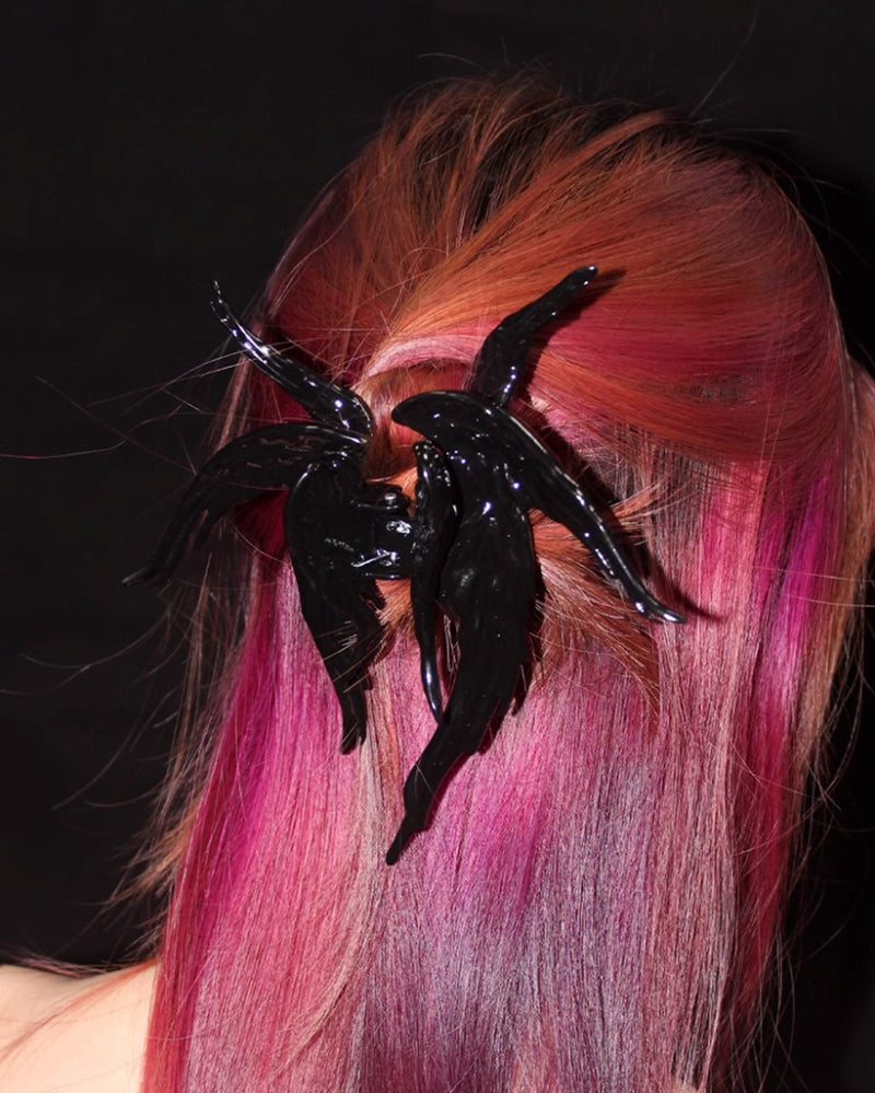 Crow Angel Wing Black Hair Clip