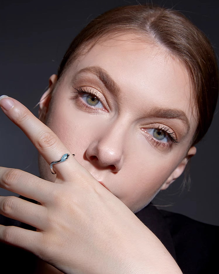 Ice Blue Snake Ring