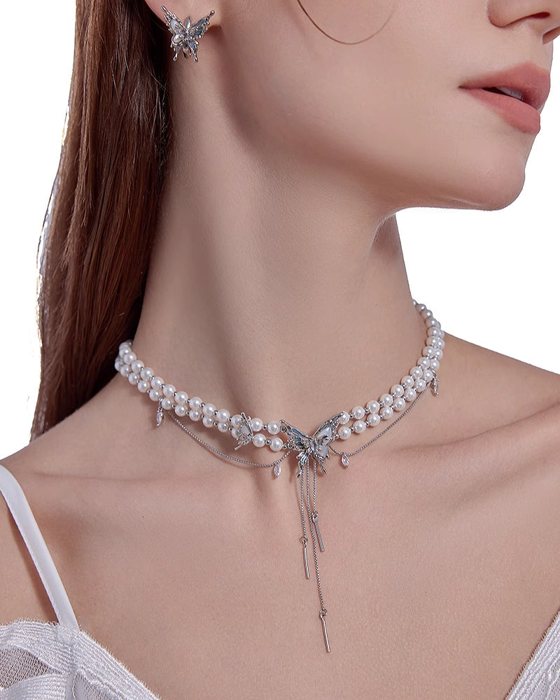 Butterfly Dance Pearl Layer Choker