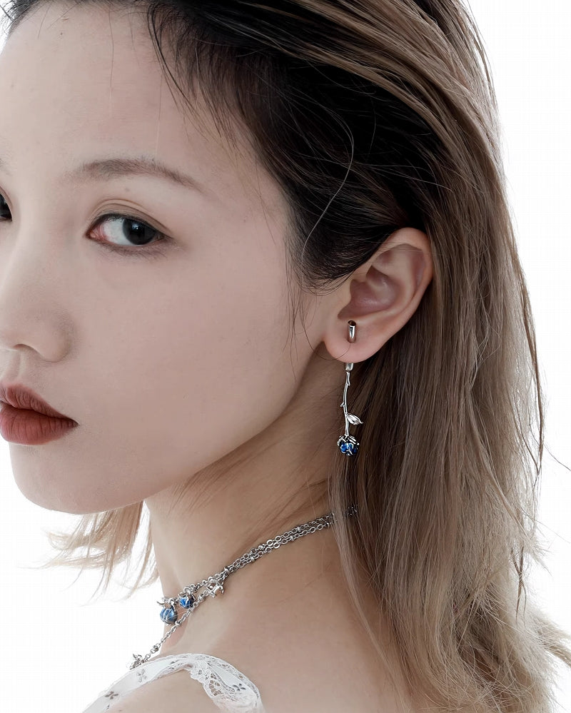 Forbidden Rose Blue Earrings