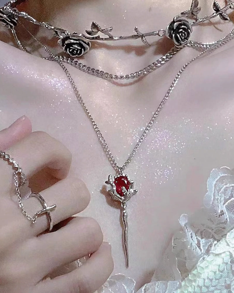 Red Rose Double Layer Necklace