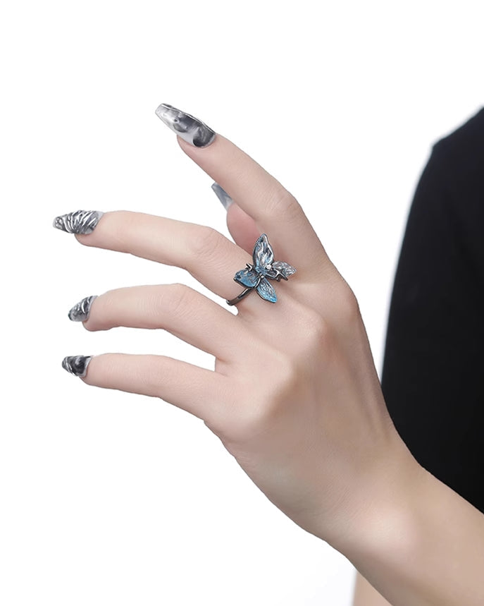 Ice Blue Butterfly Ring