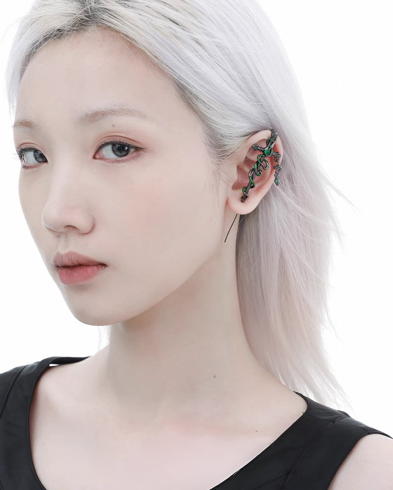 Slytherin Snake Cross Earrings