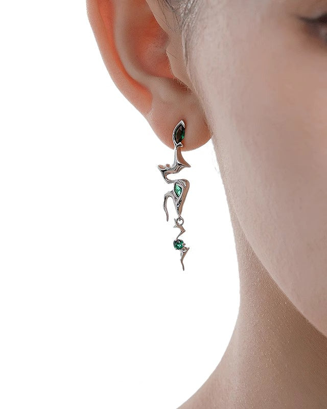 Snake Dance Asymmetric Long Earrings