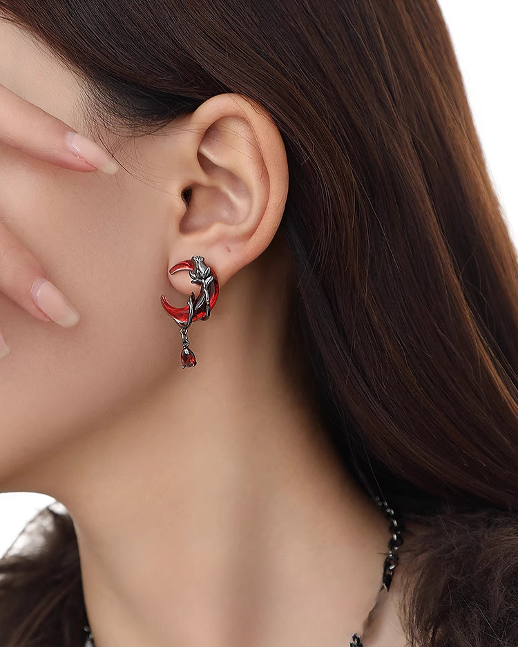 Rose Crescent Moon Earrings