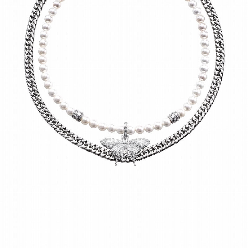 Butterfly Pearl Layer Necklace