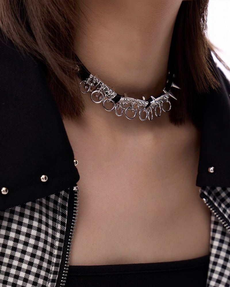 Leather Rivet Choker