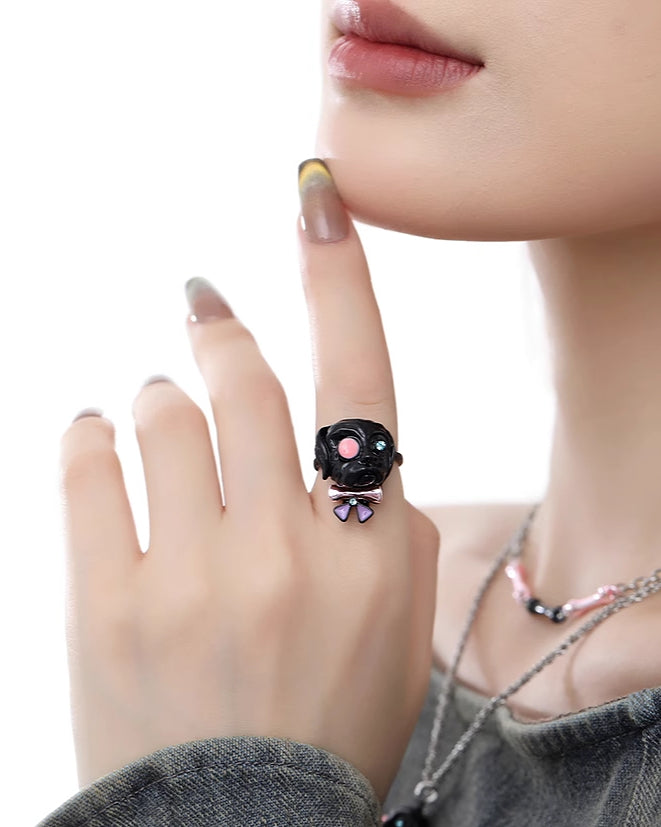 Black Puppy Open Ring