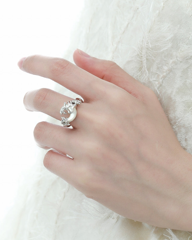 Dark Moon Bone Orchid Ring