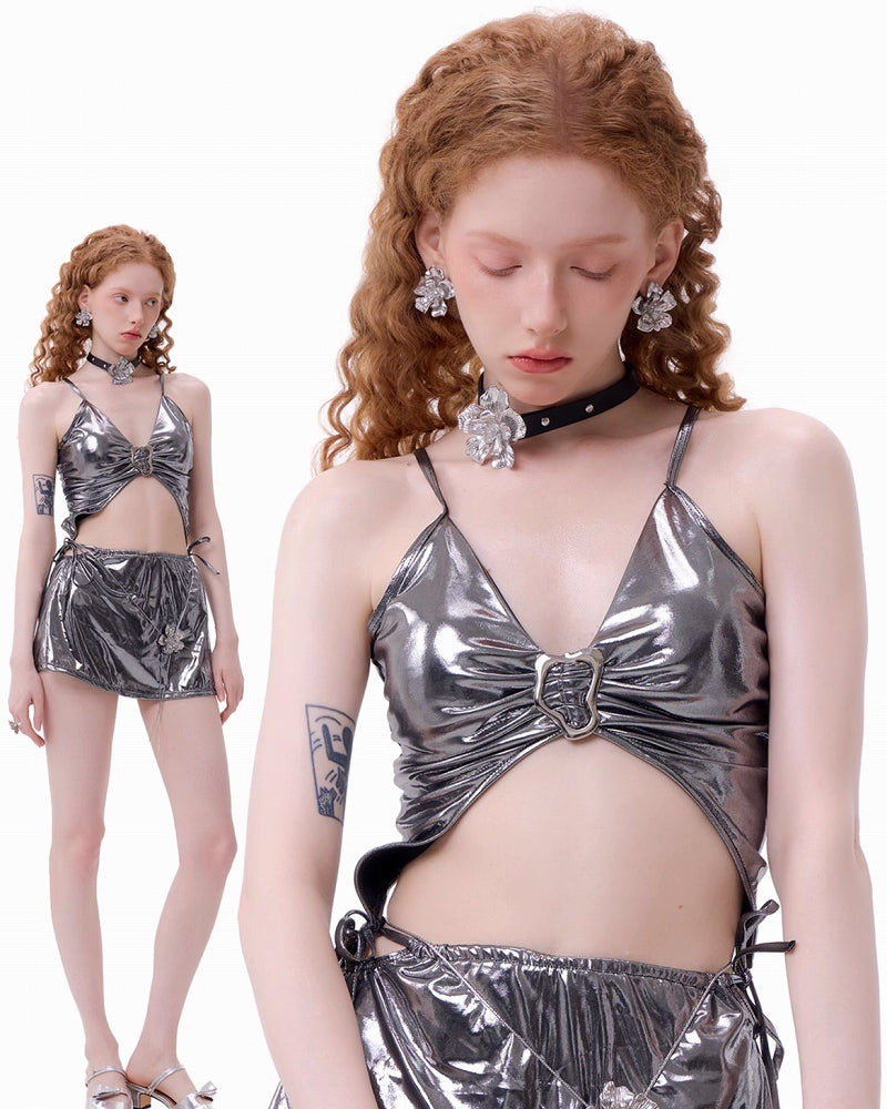 Liquid Metal Flower Earrings