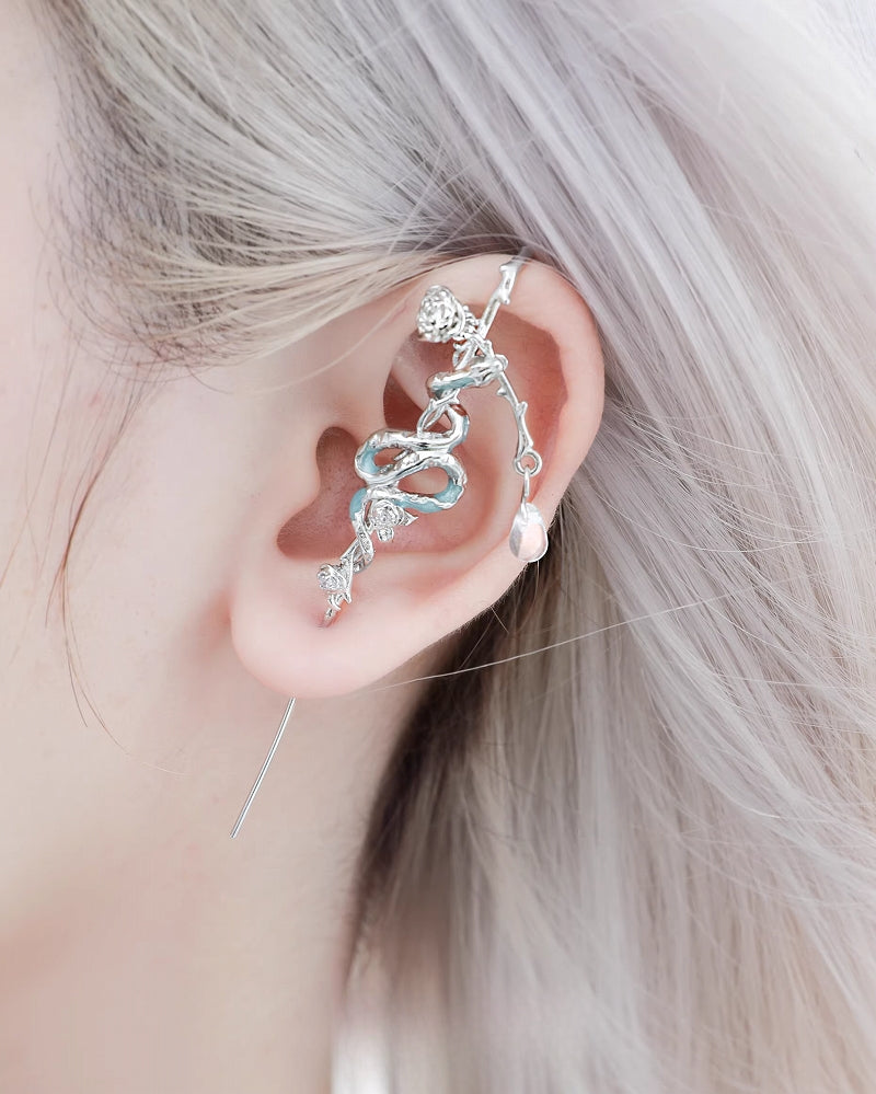 Frozen Snake Lady Rose Earrings