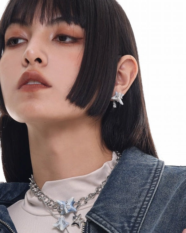 Virus Blue Cloud Heart Earrings