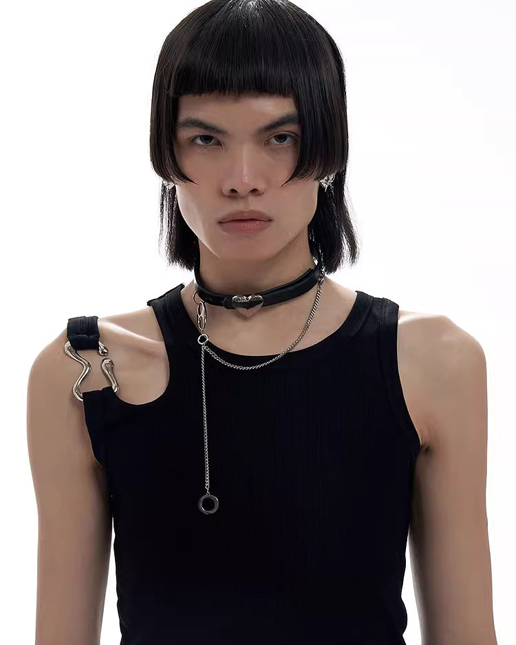 Dangerous Heart  Leather Choker