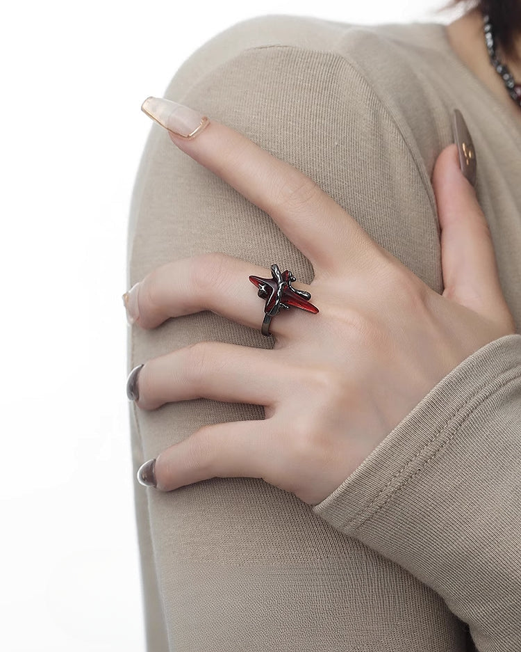 Taboo Four-pointed Star Open Ring