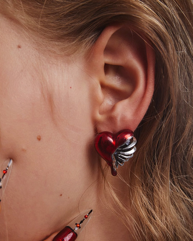 Bone Heart Earrings