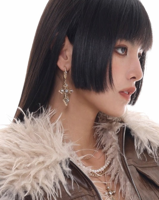 Baroque Cross Earrings