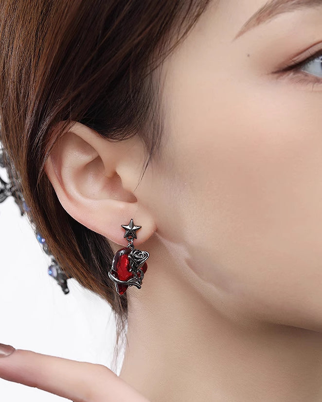Red Love Rose Earrings