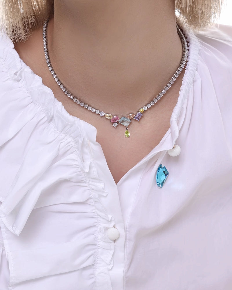 Jellybean Colored Zirconia Necklace