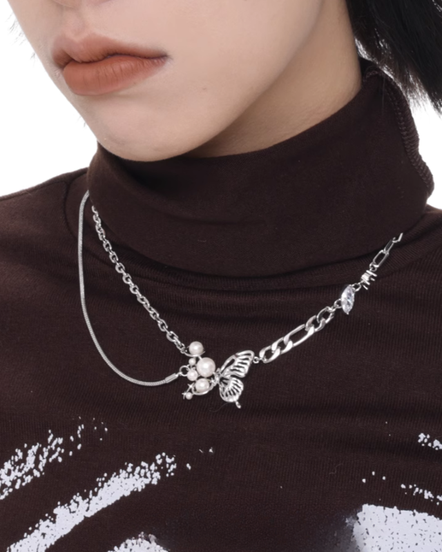 White Butterfly Necklace