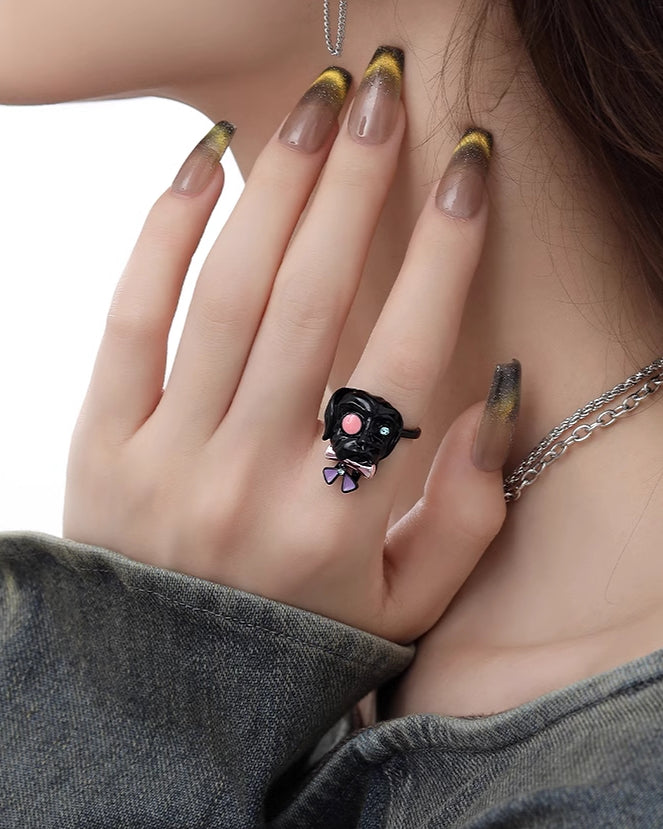 Black Puppy Open Ring