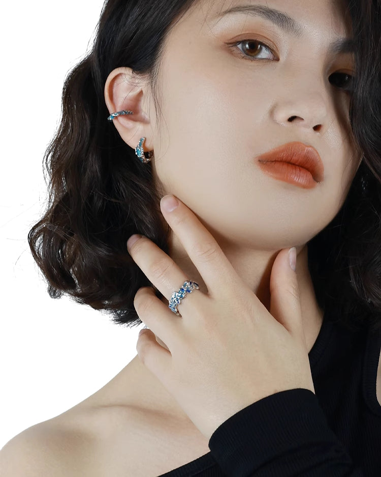 Little Blue Cuff & Earrings