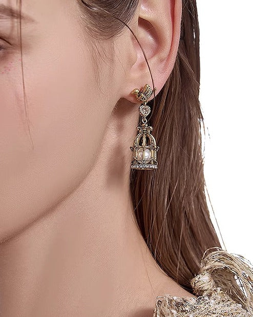Nostalgia Birdcage Asymmetrical Earrings