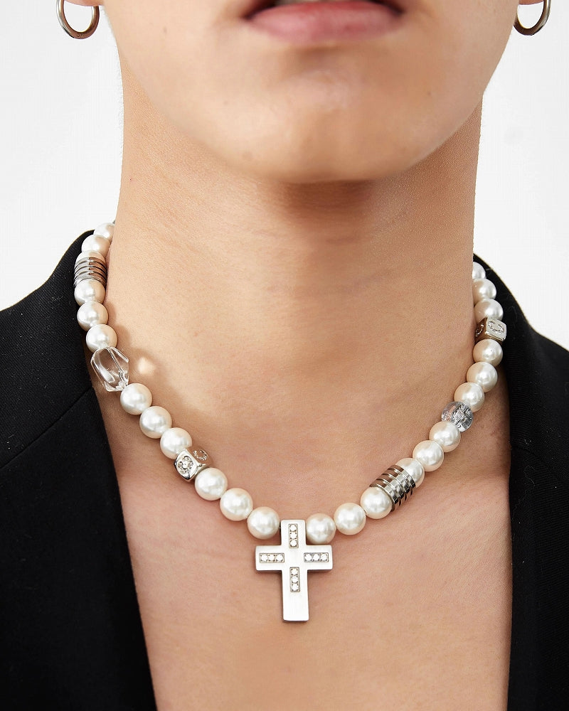 Pearl Cross Necklace 01