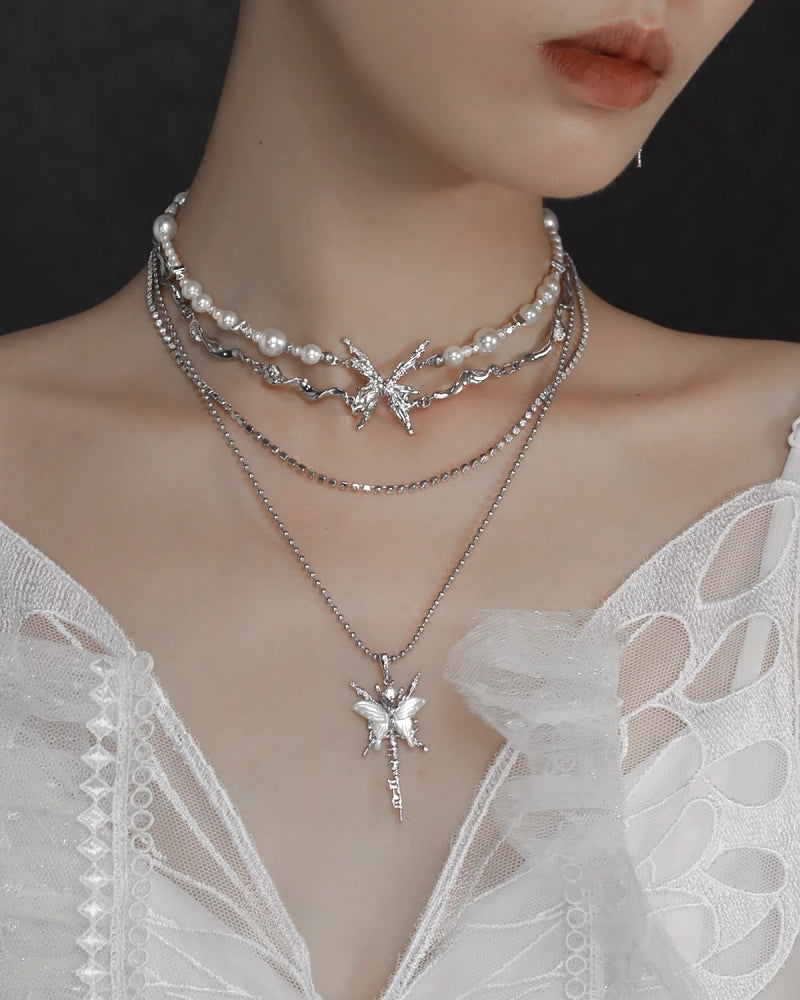 Butterfly Skeleton Layer Necklace