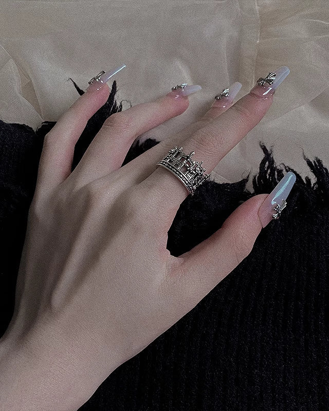 Black Crown Cross Ring
