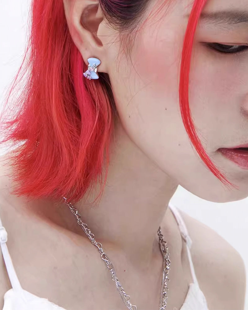 Children's Fun Blue Bow Earrings