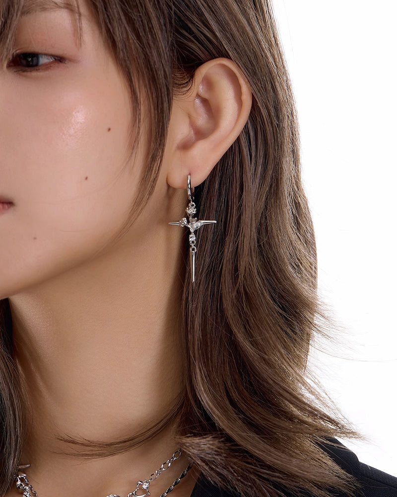 Rose Cross Earrings