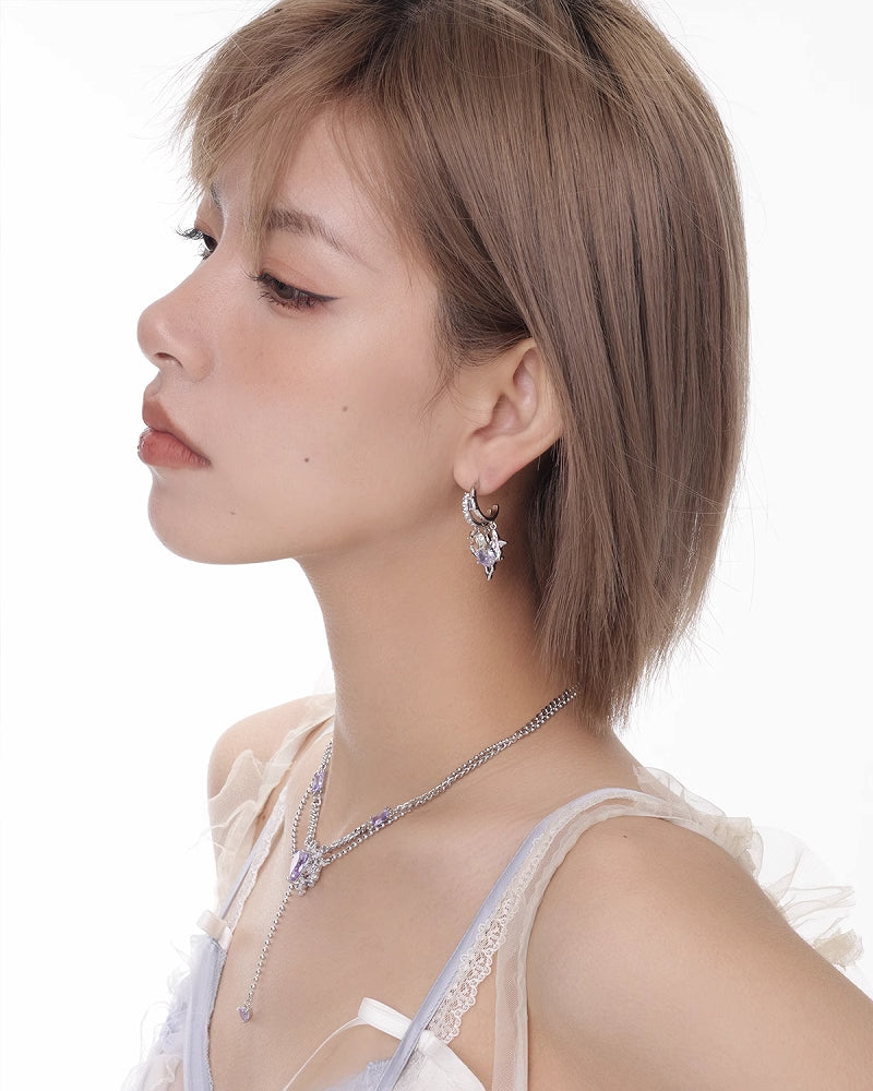 Mystery Romantic Stacked Zirconia Earrings