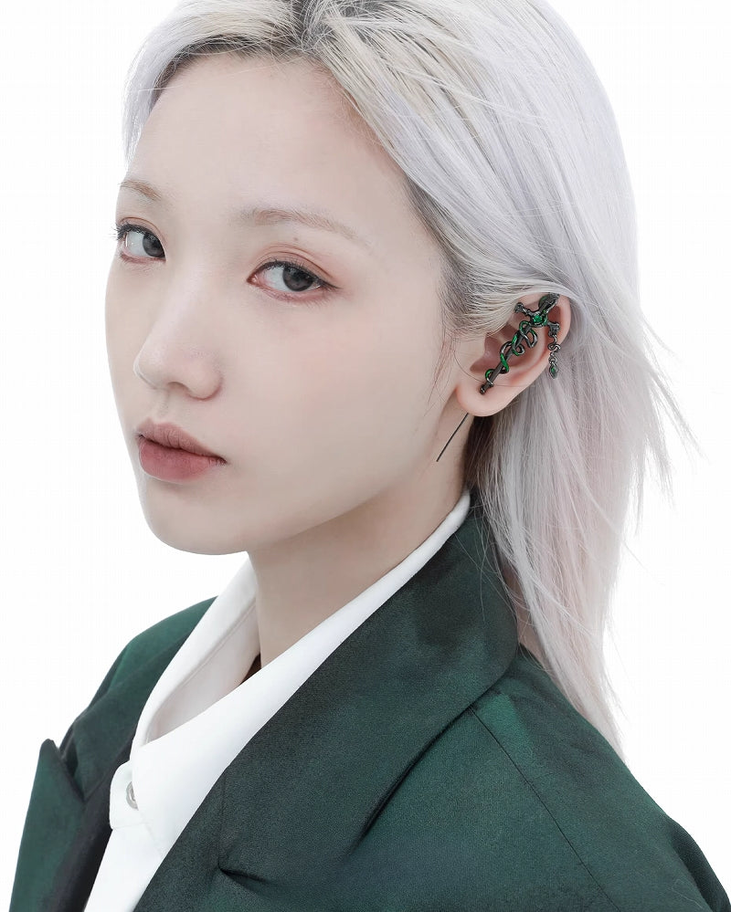 Slytherin Snake Cross Earrings