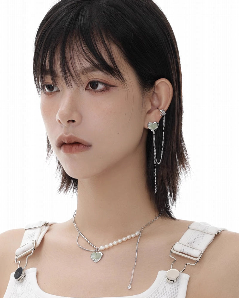 Green Tea Heart Earrings& Cuff