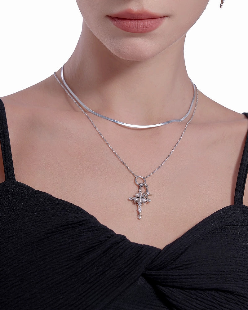 Basic Cross Star Layer Necklace