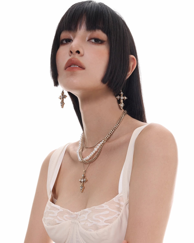 Baroque Cross Earrings