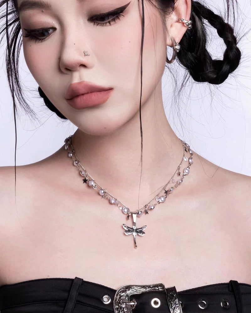 Dragonfly Star Layer Necklace